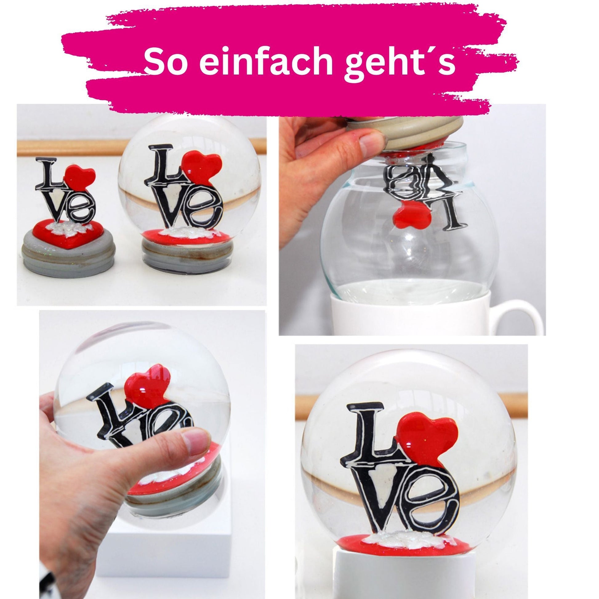 100mm Bastelset Sockel kupfer antik mit DIY - Schneekugel für Spieluhr - 1x Schnee - Schneekugelhaus