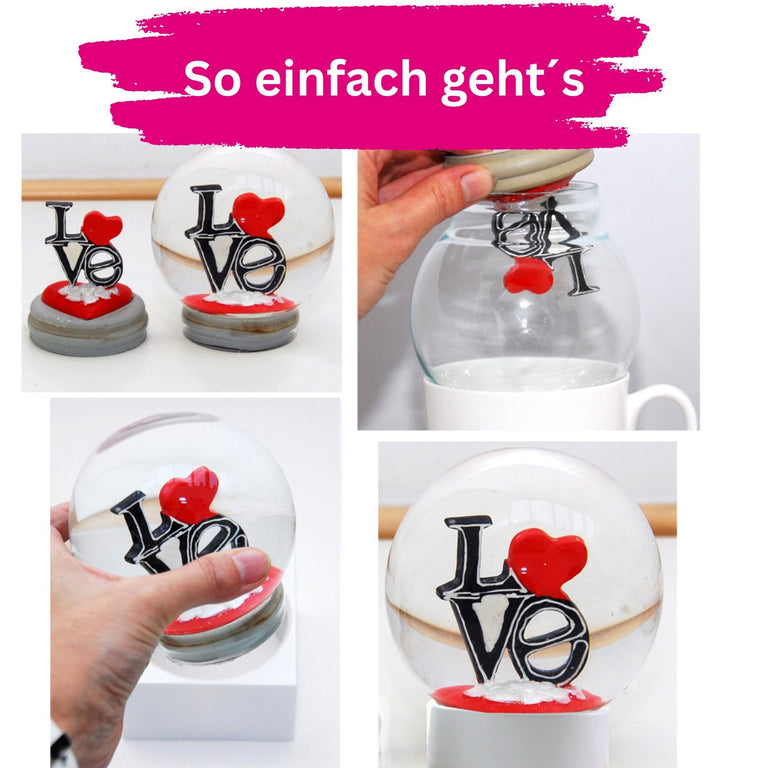 100mm Bastelset Sockel kupfer antik mit DIY - Schneekugel für Spieluhr - 1x Schnee - Schneekugelhaus