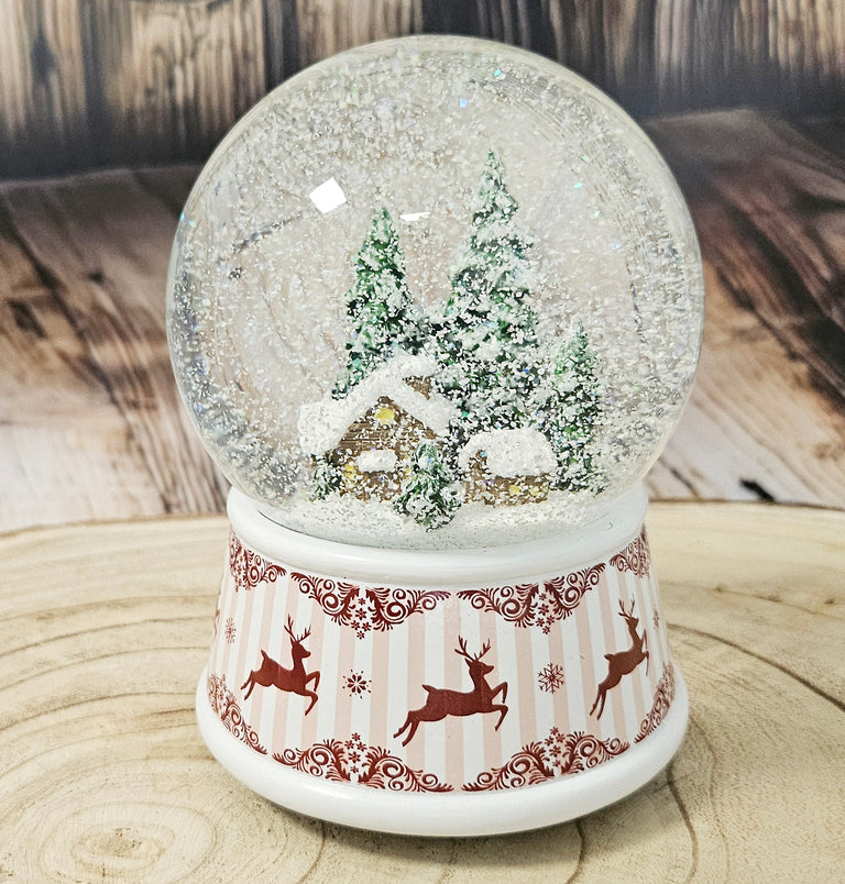 Nostalgische Schneekugel Berghütte Hüttenzauber 100 mm Durchmesser mit Spieluhr