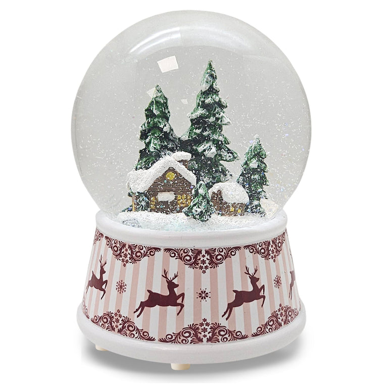 Nostalgische Schneekugel Berghütte Hüttenzauber 100 mm Durchmesser mit Spieluhr