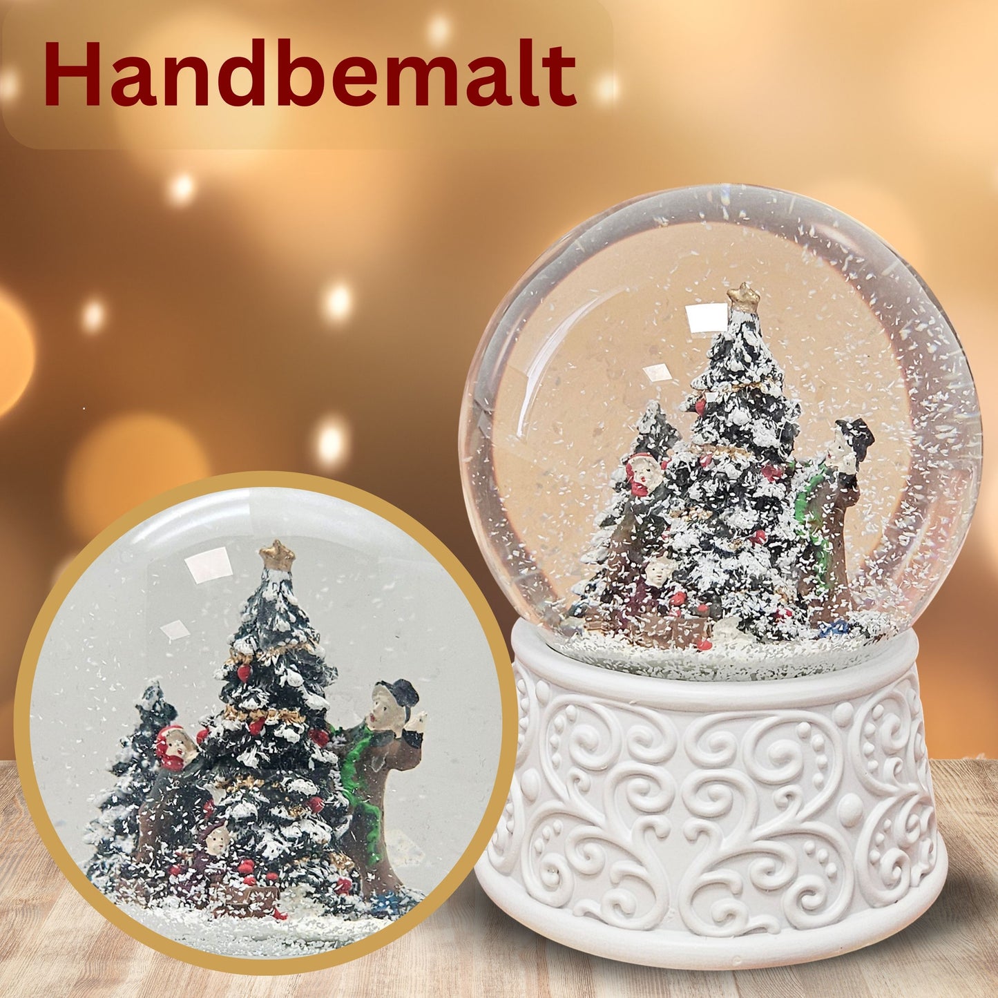 Nostalgische Schneekugel Christbaum schmücken Ornamente 100 mm Durchmesser mit Spieluhr
