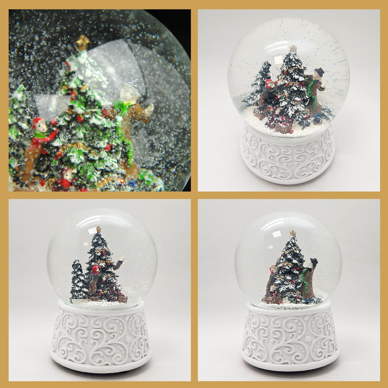 Nostalgische Schneekugel Christbaum schmücken Ornamente 100 mm Durchmesser mit Spieluhr