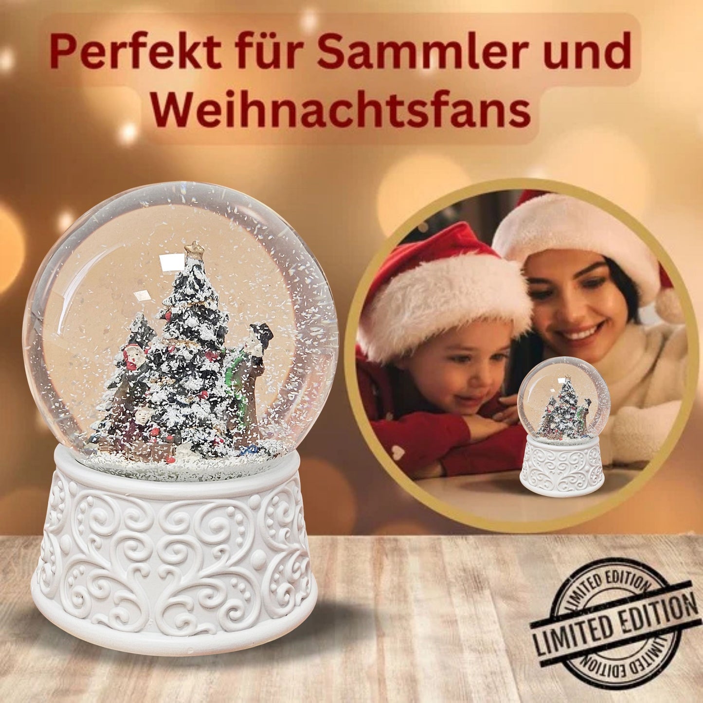 Nostalgische Schneekugel Christbaum schmücken Ornamente 100 mm Durchmesser mit Spieluhr