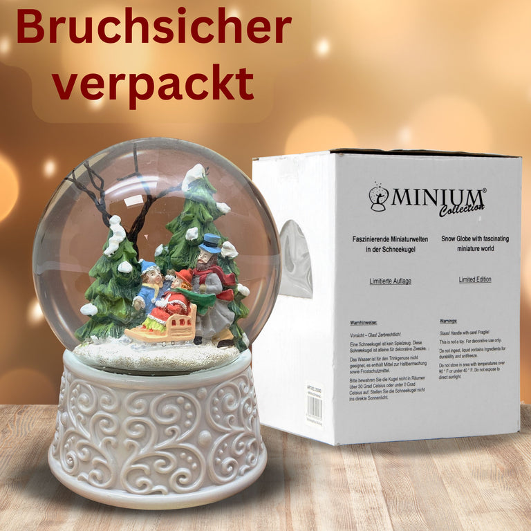 Nostalgische Schneekugel Familienspaziergang Ornamente 100 mm Durchmesser mit Spieluhr