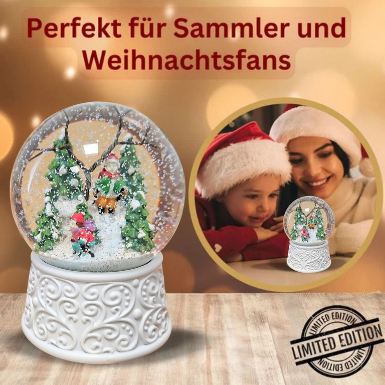 Nostalgische Schneekugel Skifahrer Ornamente 100 mm Durchmesser mit Spieluhr