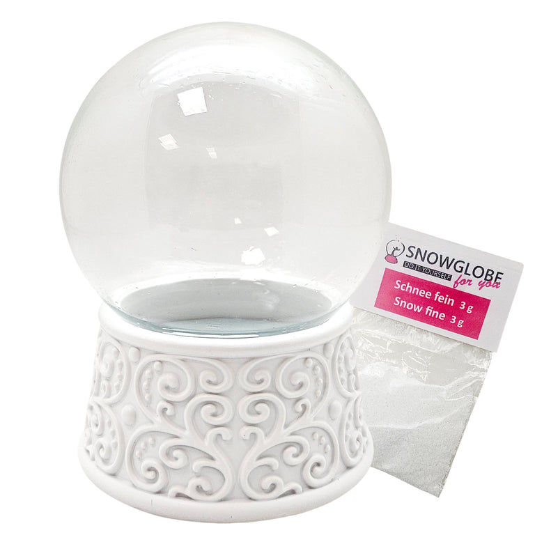 100mm Bastelset Sockel Ornamente weiß Rand mit DIY-Schneekugel für Spieluhr - 1x Schnee
