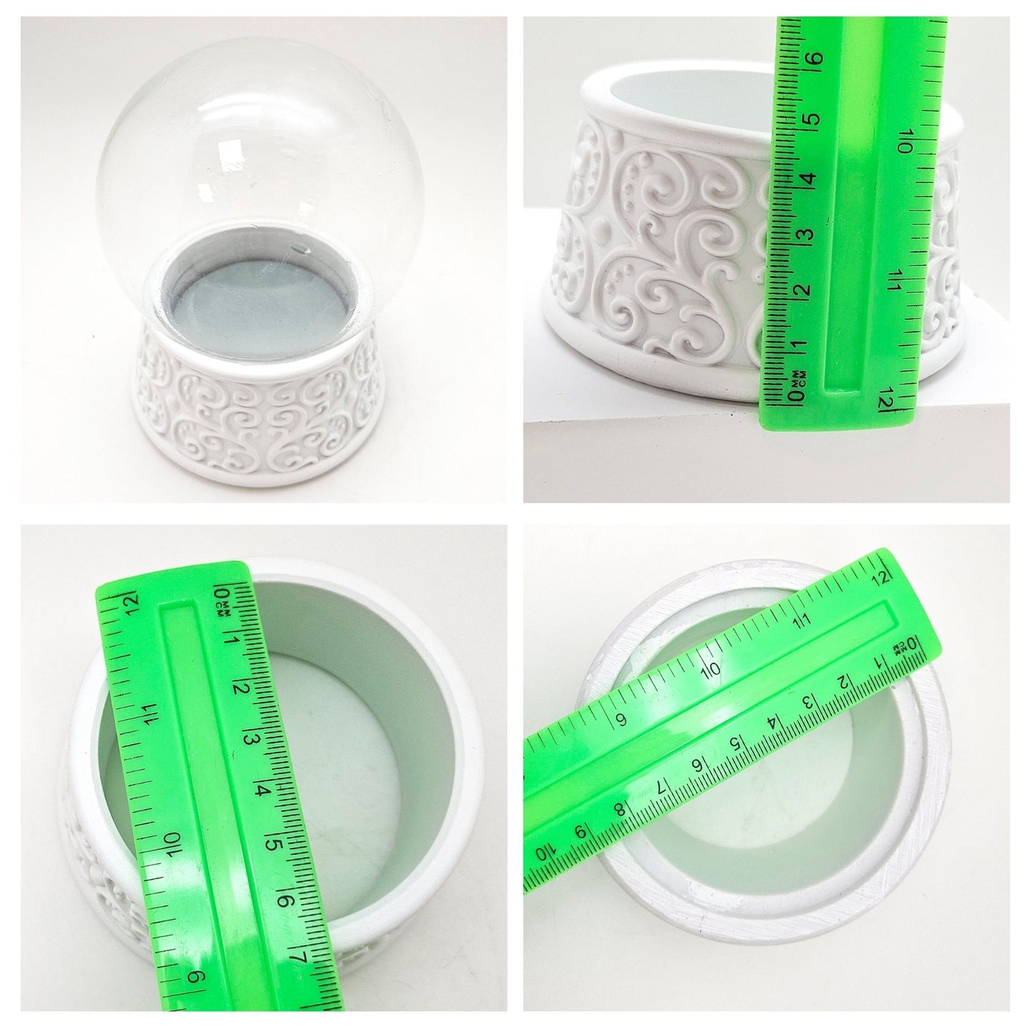 100mm Bastelset Sockel Ornamente weiß Rand mit DIY-Schneekugel für Spieluhr - 1x Schnee