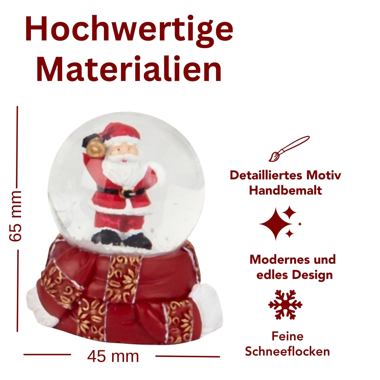 Dekopaket groß - Rot goldenes Weihnachten mit 5 Schneekugeln in mehreren Größen