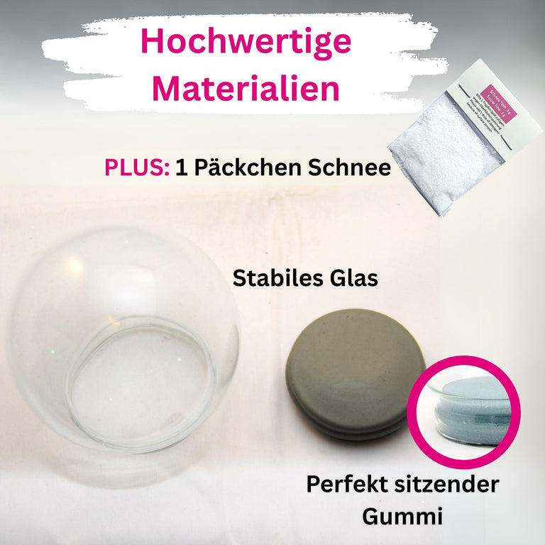 80mm - Ersatzglas/Bastelglas für Schneekugel 1xSchnee - Schneekugelhaus