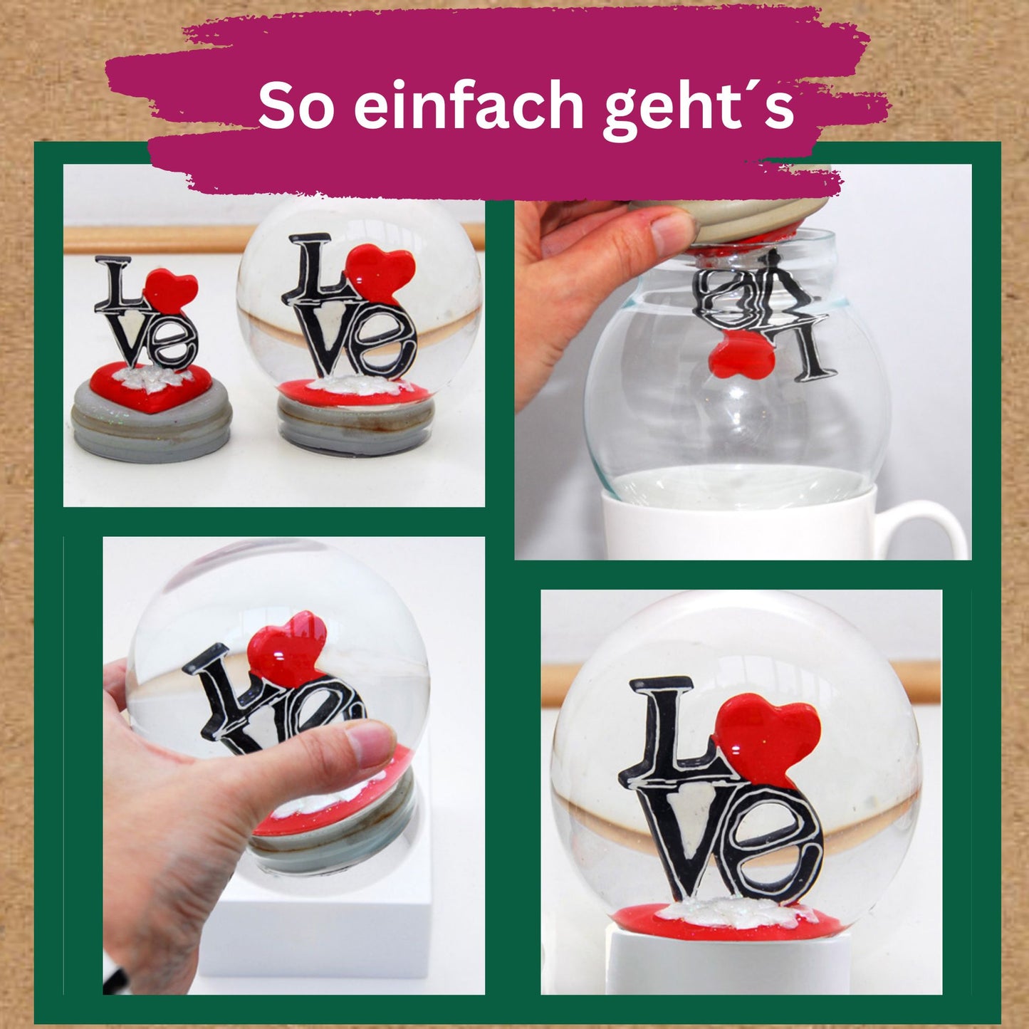 100mm Bastelset Sockel Ornamente weiß Rand mit DIY-Schneekugel für Spieluhr - 1x Schnee