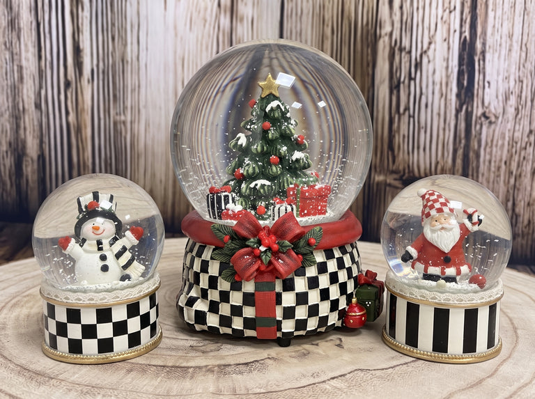 Art-Deco-Paket B&W Rot - 3 Nostalgie Schneekugeln in zwei Größen