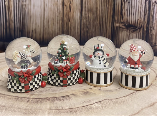 Art-Deco-Paket klein - 4 Nostalgie Schneekugeln in einer Größe - Schneekugelhaus