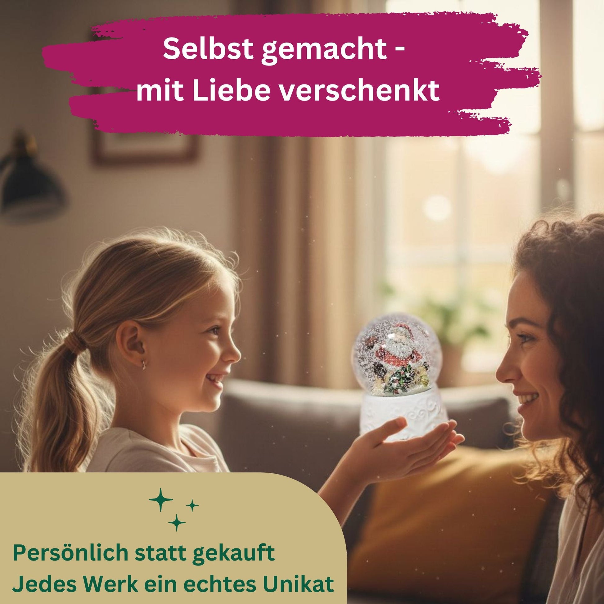 Bastelset 100mm - Do - it - Yourself Schneekugel mit Sockel Porzellan silber Landschaft eloxiert mit 1 x Schnee - Schneekugelhaus