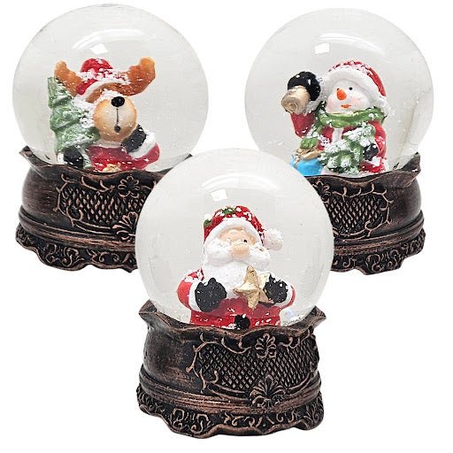 Dunkles-Deko-Paket - 5 Nostalgie Schneekugeln in einer Größe - Schneekugelhaus