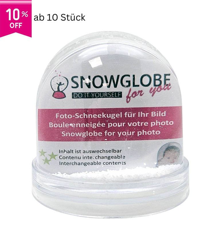 Foto - Schneekugel groß mit transparentem Sockel und Schnee - Schneekugelhaus
