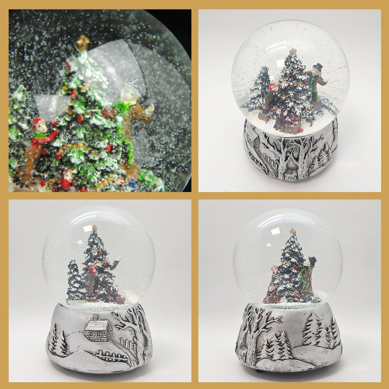 Silber-Dekopaket - 3 Nostalgie Schneekugeln in zwei Größen - Schneekugelhaus