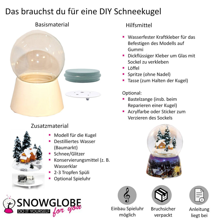 Spieluhr für Schneekugel Stille Nacht - Heilige Nacht auf Platte 8,0 cm - Schneekugelhaus