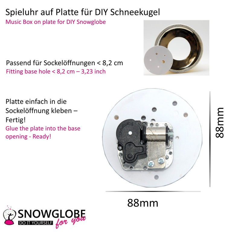 Spieluhr für Schneekugel Winter Wonderland auf Platte 8,8 cm - Schneekugelhaus